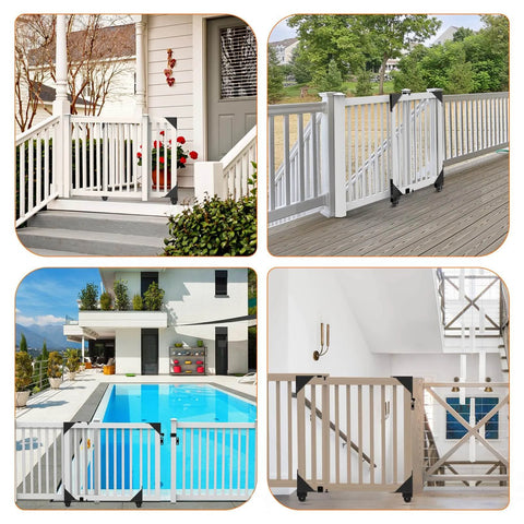 Black Sliding Gate Hardware Kit on wooden decks and fences with Anti Sag Design and Smooth Nylon Wheels for various outdoor settings