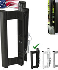 Sliding Glass Door Handle Set With Interior And Exterior Handles In Black 6-5/8 Inch Hole Spacing For Flush Mount Cutouts