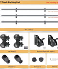 12 Foot Sliding Library Ladder Hardware Kit For Black Retractable Rolling Ladder With Braking Casters Adjustable Upright Position Max Load 300 Pounds No Ladder Included All In One Kit For Easy Weekend Installation components displayed.