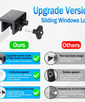 Comparison of 4 Pack Sliding Window Locks With Key For Vertical And Horizontal Sliding Windows And Doors Easy To Install Adjustable Security Window Locks For Patio Bedroom Home And Office Black highlighting features vs competitors