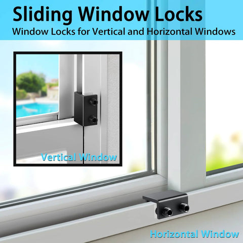 Close-up of 4 Pack Sliding Window Locks With Key For Vertical And Horizontal Sliding Windows And Doors Easy To Install