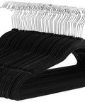 Maximize closet space with a 50-pack of slim velvet non-slip hangers that gently grip shirts, blazers, and pants without bulk, supporting up to 10 lb each for organized dorm, apartment, or home wardrobes.
