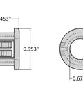 Technical diagram of ✝️ BLACK SNAP BUSHING, dimensions for 7/8" Hole, Cable Mounting & Accessories, UL Recognized Component (Bag of 100).