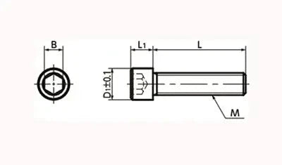 Technical diagram of ✝️ SNS-M3-12-SD NBK Black Socket Head Cap Screws - Small Head - 10-Pack - Made in Japan showing dimensions.