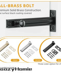 3 Inch Solid Brass Surface Bolt Beefy Built Heavy Duty Concealed Sliding Door Bolt Latch for French Doors Windows Cabinets Gates