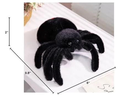 Ultra Soft Black Spider Plush Toy For Kids And Adults, 9.8 inch huggable stuffed animal pillow, adorable Halloween decor on table