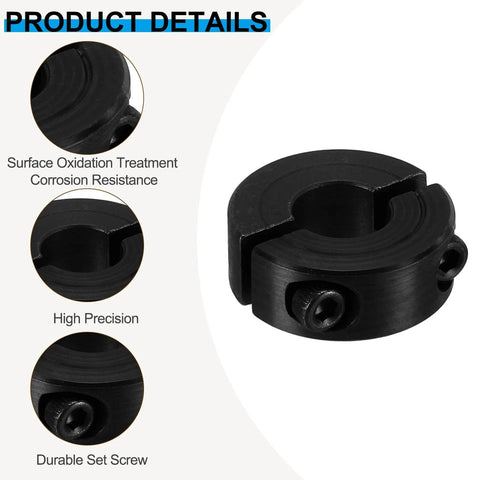 Bore 10mm Double Split Shaft Collar 24mm OD 9mm Thickness, 4 Pack 45#Carbon Steel Locking Collar Clamp Style with Set Screw for Machine Tools Industry, Black