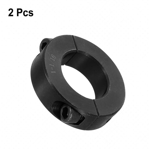 2pcs Double Split Shaft Collar for 1-1/16" Shaft, Two-Piece Clamping Collar, 1-7/8" OD, 1/2" Width, Black Oxide Steel Lock Collar Clamp