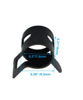 Close-up of a black spring band hose clamp, 50 Pack Black Spring Band Hose Clamps Set Pliers Friendly Easy To Use 8.5 To 9.2 Mm OD Fit 65Mn Steel With Black Oxide Finish Wear Resistant And Corrosion Proof Great For Air Hoses Water Pipes Fuel Lines And Vacuum Hoses, with measurements of 0.3"/7.8mm and 0.36"/9.3mm visible.
