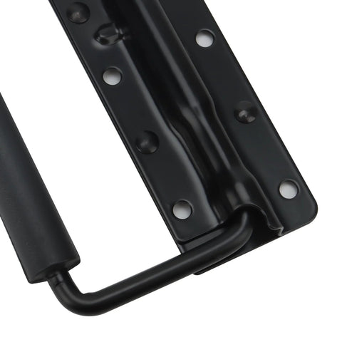 Close-up of black surface mount chest handle with rubber grip, part of 10 Pack Black Spring Loaded Case Handles Folding Surface Mount.
