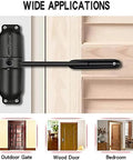 Safety Spring Door Closers, Adjustable Closing Hinge, Automatic Stopper Fire Rated, Convert Hinged Doors to Self Closing - Black mounted on door