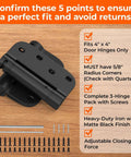 3 Pack Self Closing Door Hinges 4 Inch Black Spring Hinge With 5 Eighths Inch Radius Corner Adjustable Tension