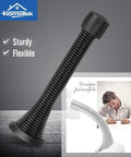12 Pack Black Spring Door Stops,3-1/8" Heavy Duty - Flexible Door Stopper with Low Mounted Black Rubber Bumper Tips