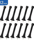 12 Pack Black Spring Door Stops,3-1/8" Heavy Duty - Flexible Door Stopper with Low Mounted Black Rubber Bumper Tips