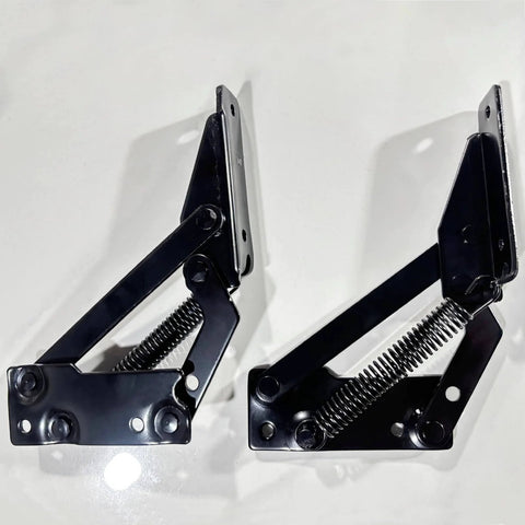 Spring Hinge 90 Degree Folding Lifting Bracket For Sofa Bed And Cabinet Doors Durable Cold Rolled Steel Black, side view