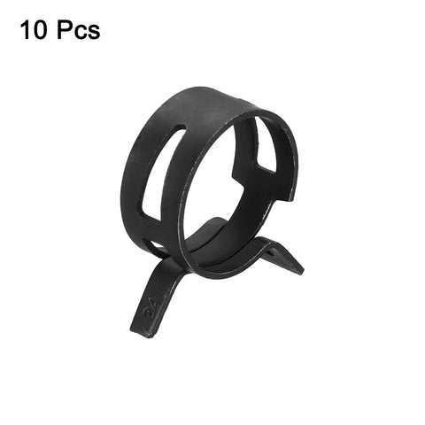 10 Pcs Fuel Line Clamps Spring Band Hose Clamps Half Inch 24mm Silicone Air Tube Vacuum Hose Water Pipe Low Pressure Assortment Kit Black