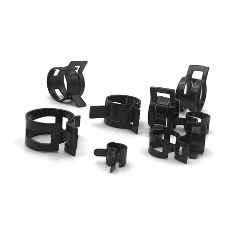 80Pcs Spring Band Hose Clamps Set 7mm To 18mm Low Pressure Vacuum Hose Clips For Fuel Lines And Silicone Hoses, Mowers And Snowmobiles, Heavy Duty 65Mn Spring Steel, Black