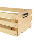 Wooden crate with 10 Pack Black Spring Loaded Case Handles Folding Surface Mount Chest Handles With Rubber Grip For Flight Cases And Cabinets 124 By 80 Millimeter Durable Iron Construction Rust Resistant Finish Indoor And Outdoor Use installed on side