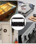 Composite image showing Spring Loaded Handle Set 4.9 Inch Heavy Duty Surface Mount Chest Handles with Rubber Grip on various cases.