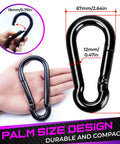 2 Pack 5.5 Inch Spring Snap Hooks With 1000 Lbs Load Capacity Utility Hook in hand showing size dimensions