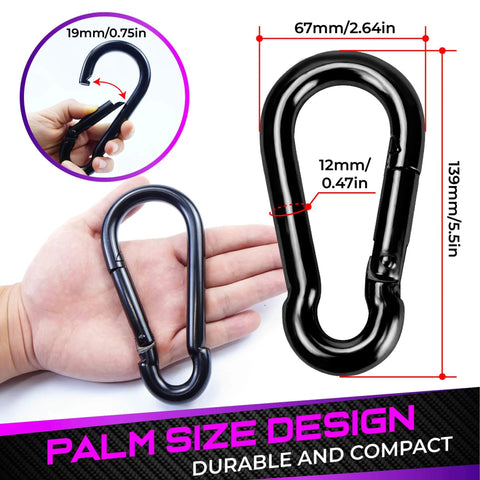 2 Pack 5.5 Inch Spring Snap Hooks With 1000 Lbs Load Capacity Utility Hook in hand showing size dimensions