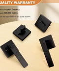 Square Entry Door Levers And Deadbolt Set, Heavy Duty, Flat Black, Keyed Alike, All 4 Locks Share Same Keys, Reversible, ANSI Grade 3