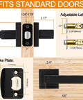 Diagram of 10 Pack Matte Black Privacy Door Levers With Keyless Interior Knobs Square Style Heavy Duty Door Locks For Bedroom And Bathroom.