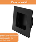 Two Pack Two And Three Quarter Inch Square Sliding Cabinet Finger Pulls In Stainless Steel Recessed Flush Pocket Pulls Black Finish