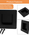 Two Pack Two And Three Quarter Inch Square Sliding Cabinet Finger Pulls In Stainless Steel Recessed Flush Pocket Pulls Black Finish