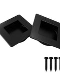Two Pack Two And Three Quarter Inch Square Sliding Cabinet Finger Pulls In Stainless Steel Recessed Flush Pocket Pulls Black Finish