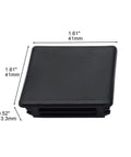 Front view of Black 12 Pack 1-5/8 Inch Square Strut Channel End Caps For Protecting Ends Of Universal Channel Profiles Plastic Plug Caps Waterproof Wear-Resistant Easy Press-In Fit