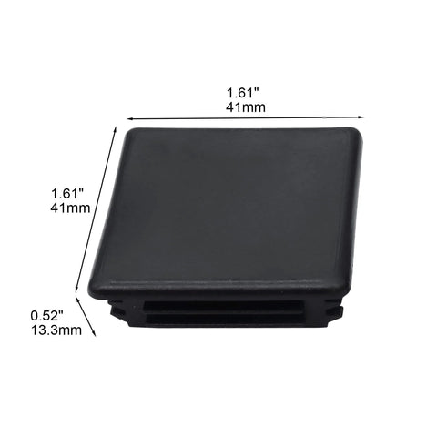 Front view of Black 12 Pack 1-5/8 Inch Square Strut Channel End Caps For Protecting Ends Of Universal Channel Profiles Plastic Plug Caps Waterproof Wear-Resistant Easy Press-In Fit