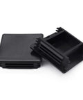12 Pack 1-5/8 Inch Square Strut Channel End Caps For Protecting Ends Of Universal Channel Profiles Plastic Plug Caps Waterproof Wear-Resistant Easy Press-In Fit Black, showing top and bottom view