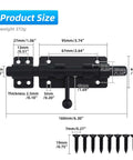 Diagram of Built Tough Heavy Duty 6.3 Inch Barrel Bolt Latch Sliding Gate Lock 304 Stainless Steel with dimensions
