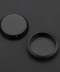 Close-up of Eight Pack Closet Door Finger Pulls For Two And One Eighth Inch Holes Black Stainless Steel Sliding Door Hardware