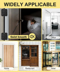 Collage showing 6 Pack 3.5 Inch Heavy Duty Stainless Steel Ball Bearing Door Hinges in various settings like home, office, and hotel.