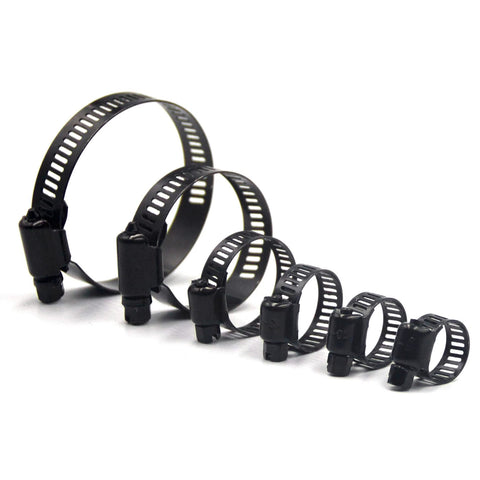 30 Pieces Black Hose Clamps Set With 6 To 51 Millimeters Adjustable Range 304 Stainless Steel Worm Gear Hose Clamps Assortment Kit Six Sizes