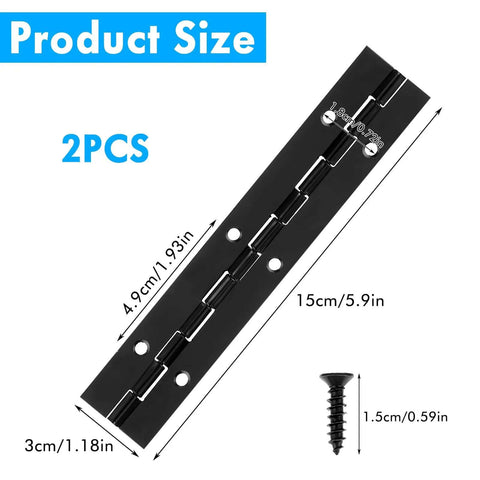 2 Pack 6 Inch Stainless Steel Piano Hinges With Screws Heavy Duty Black Cabinet Hinge for Doors and Pianos