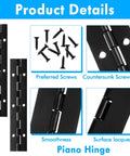 Product details of 2 Pack 6 Inch Stainless Steel Piano Hinges With Screws Heavy Duty Black Cabinet Hinge For Cabinets Doors Windows