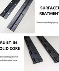 Close-up of 4 Pack 12 Inch Black Stainless Steel Continuous Piano Hinges for Cabinet Doors Woodworking Furniture with smooth finish.