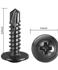 300pcs #8 x 3/4 Inch Sheet Metal Self Tapping Screws 410 Black Stainless Steel Truss Head Close-up Front View