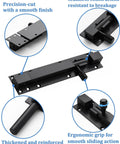 Heavy duty 6 inch slide bolt gate latch made from solid 304 stainless steel with a black electroplating finish, close-up view.