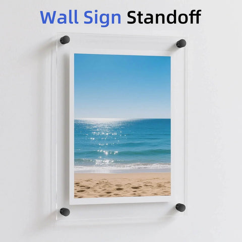 Wall-mounted picture using Standoff Screws Three Quarters Inch Diameter By One Inch Length Stainless Steel Black 20 Pack