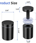 Standoff Screws Three Quarters Inch Diameter By One Inch Length Stainless Steel Black 20 Pack With 80 Mounting Accessories For Acrylic Signs Picture Hanging Frame Spacers Suitable For Panels Up To One Half Inch Thick.