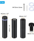 16 Pack Stainless Steel Sign Standoff Screws 1/2 X 2 Inch Black Wall Mounting Hardware with M4 Screws and Expansion Tubes
