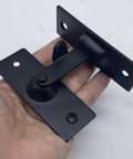 Barn Door Lock Set With 90 Degree Black Stainless Steel Sliding Latch And Right Angle Lock Flip Door Buckle in hand view