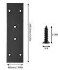 4Pcs Flat Straight Brace Brackets Stainless Steel, Black Fixing Mending Joining Plates Shelf Support Repair Plate dimensions