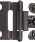 ✝️ 2-Pack Stainless Steel 304 Half Overlay Glass Door Hinge with Catch, Black Finish, showing 2mm Leaf Thickness and 64.5mm width.