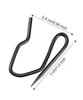 Close-up of a 120 Pack Metal Drapery Hooks for Curtains Pinch Pleat Hooks showing 1.2 inch black stainless steel hook with label dimensions