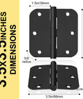 Image of a 6 Pack 3.5 Inch Heavy Duty Stainless Steel Ball Bearing Door Hinge with Non Removable Pin, 5/8 Inch Rounded Corners, Black.